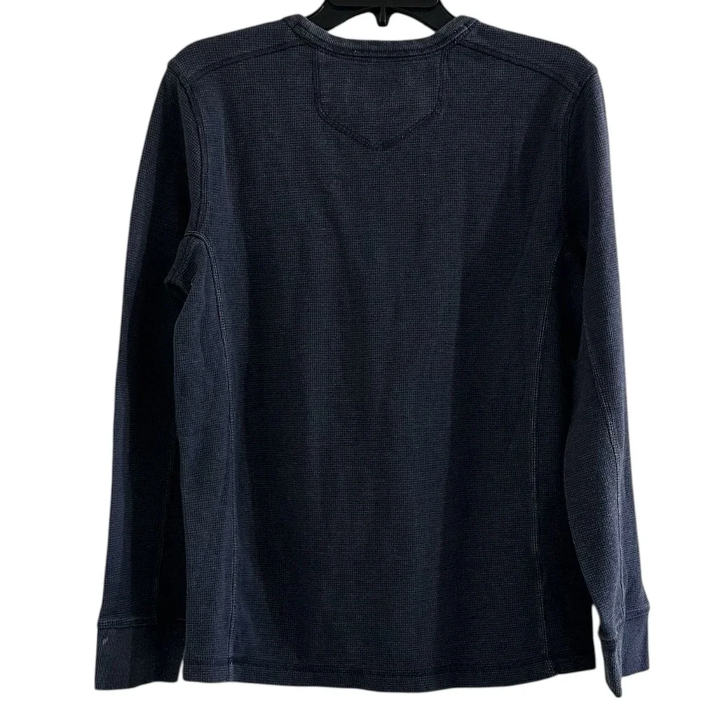 Eddie‎ Bauer Mens Navy Blue Waffle Knit Thermal Long Sleeve Crewneck M - Picture 3 of 13